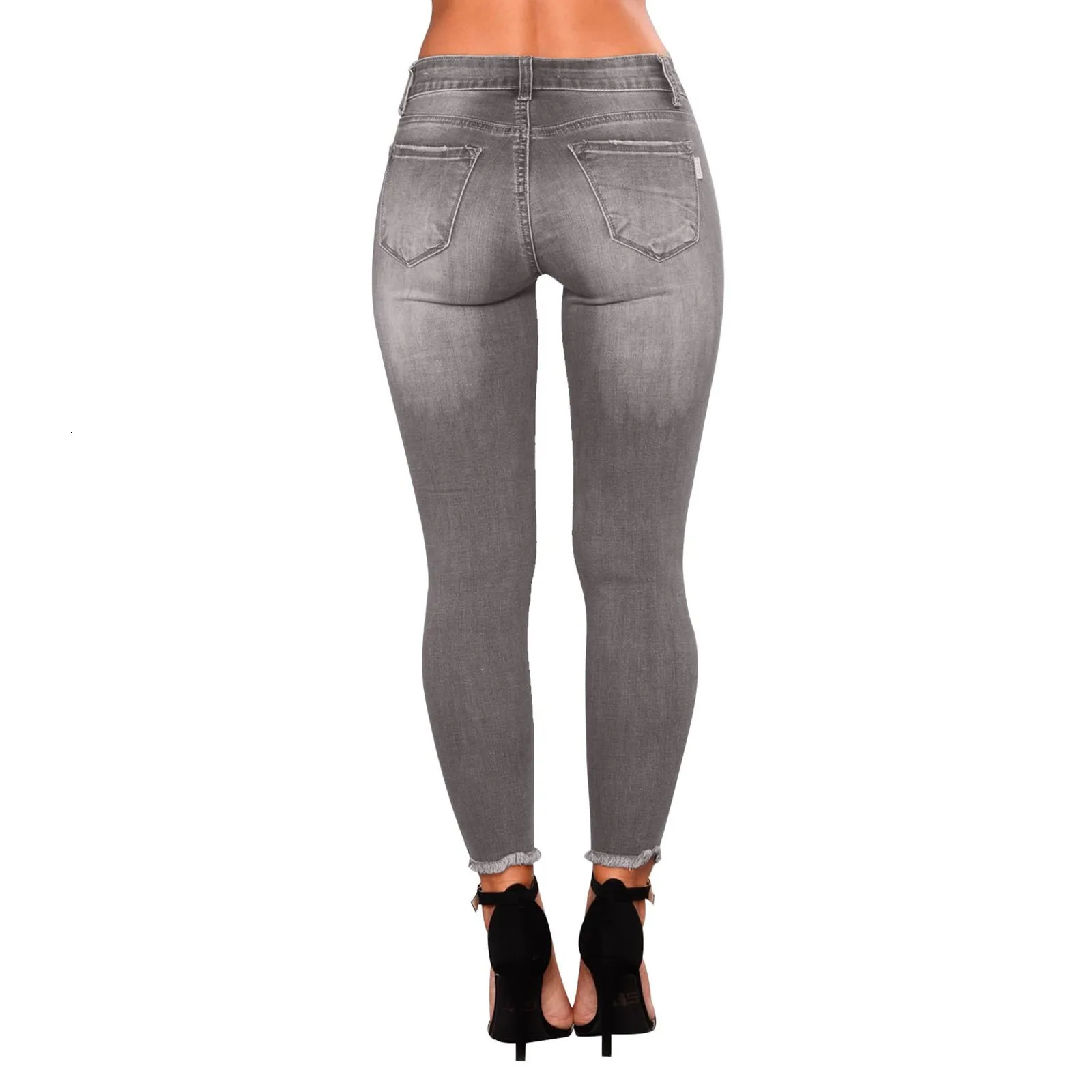 Hip Hop Tear Trouser Womens Tight Trend Jeans Retro 90s Extreme Stretch 250311