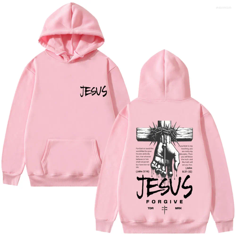 Men's Hoodies Awesome Jesus Forgive Bible Graphic Hoodie Men Women Hip Hop Fashion Retro Sweatshirt Male Casual Fleece