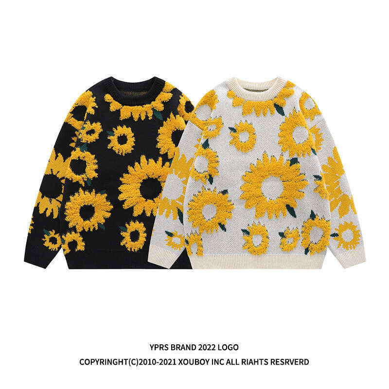 YPRS Men's Couple Ins Loose Oversize Chrysanthemum Lazy Women Gentle Knitted Sweater Coat
