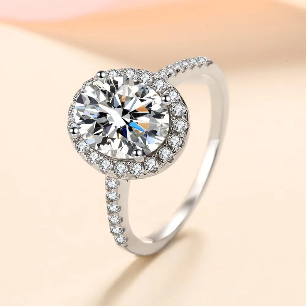 FOXI Fine Rings Synthetic Gemstone Moissanite Engagement Ring Women 925 Sterling Silver VVS Moissanite Wedding Ring