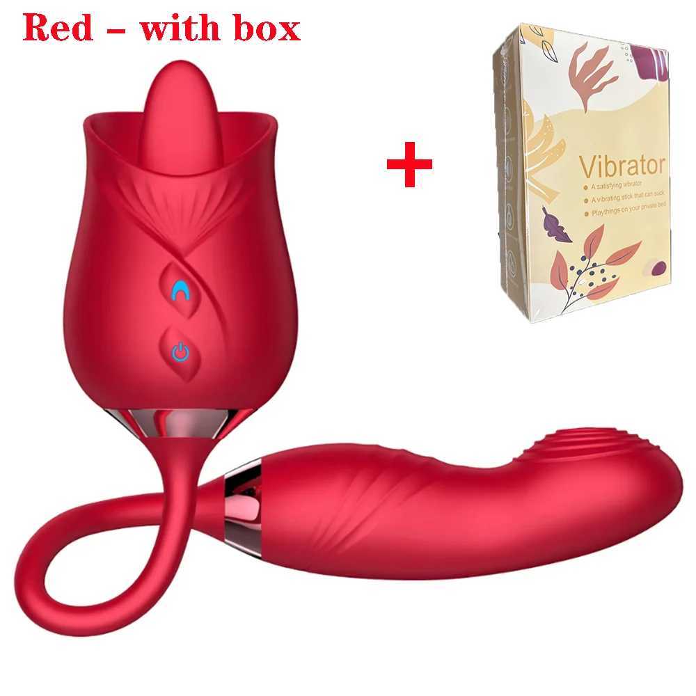 Rose Tongue Licking Vibrator Female G Spot Nipple Stimulation Adult Toys Vibrating Silicone Clitoral Vibrator Sex Toys for WomenXJ250311