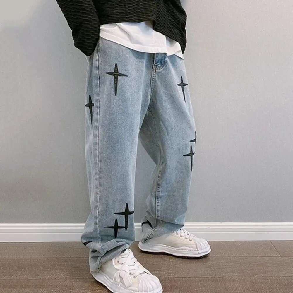 Summer 2025 Men s Pants Star Embroidered W Retro Fashion Designer New Wide Pocket Pants Zipper Neutral Loose Straight Tube Casual High Street Hip Hop 