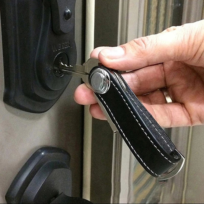 Car Key Pouch Bag Case Wallet Holder Chain Ring Collector Housekeeper Pocket Organizer Smart Leather Keychain 250311