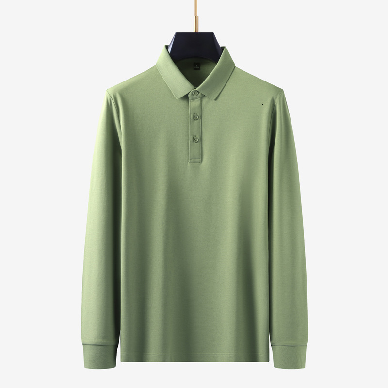 Long sleeved polo shirt for men, business and casual, solid color autumn base shirt, T-shirt, high-end feeling, lapel T-shirt tracksuit