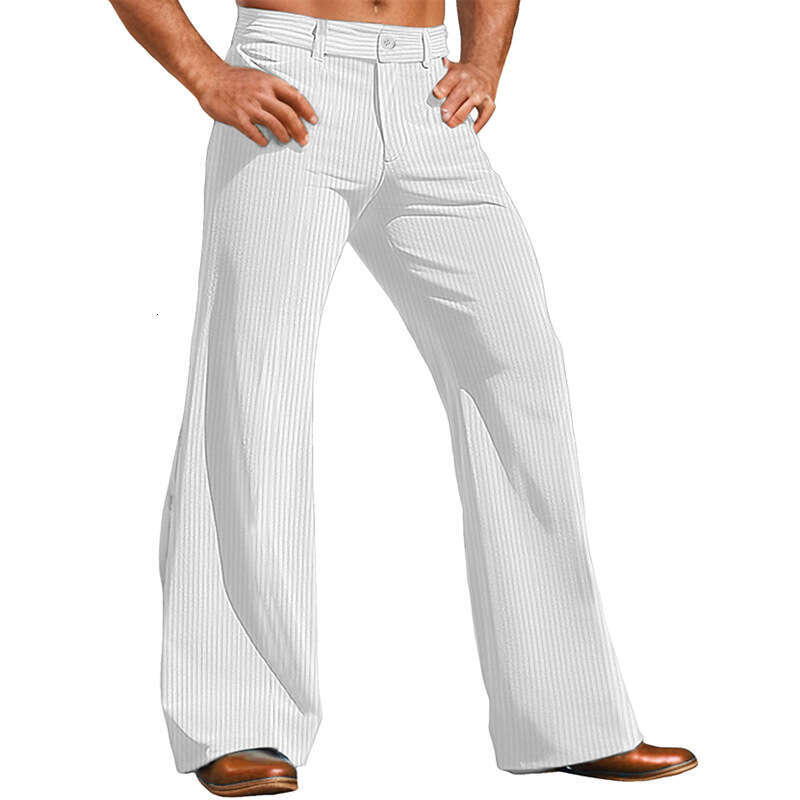 Men's horn outdoor corduroy wide leg plus size fashionable solid color pants 2025 new casual versatile fashion clothing
