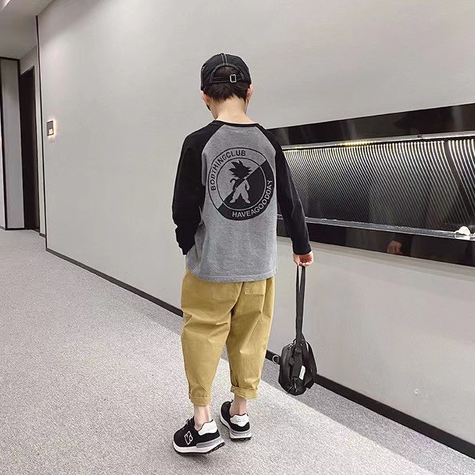 Ddmyshoesvip Boys Long Sleeved Autumn New Clothing Korean Version Chinese Children S Anime Printed Raglan T Shirt With A Trendy Base