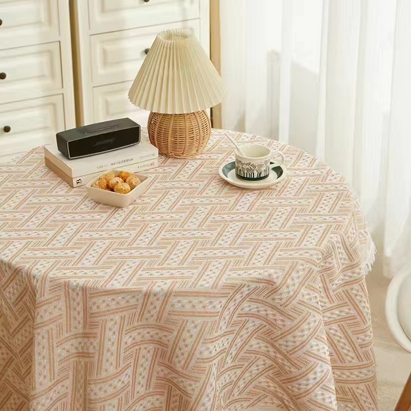 White Premium Coffee Table Round Table Tablecloth Bedside Table Book Tablecloth