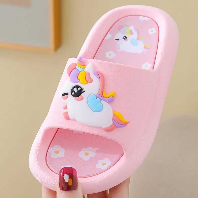 Summer Cartoon Childrens Slippers Girl Unicorn Slipper Kids Cute Indoor Home Bathroom Shoes Boy Dinosaur Flip Flops EinhornT250311