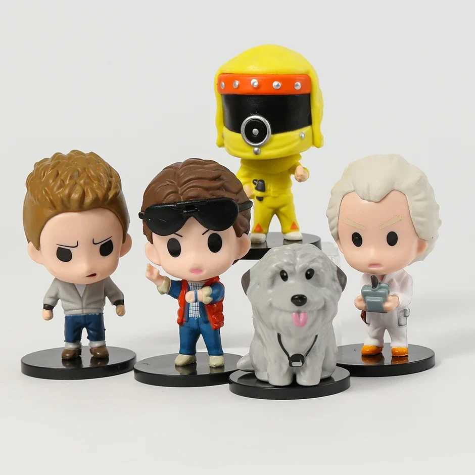 5 pieces/set back to the future March Brown Biff Dr. PVC digital model Q-version desktop doll decoration giftXJ250311