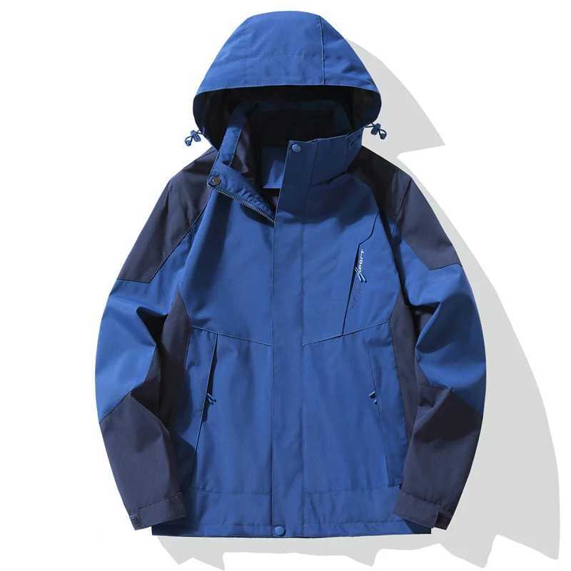 Mens Charge Jacket Spring Autumn Fashion Color-Blocked Waterproof Windproof Outdoor Adventure Hooded Coat Mens Casual JacketT250311