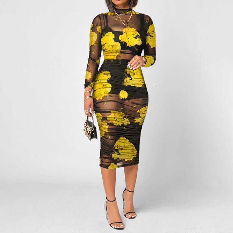 2025 Spring New Large Women's Long Sleeve Fashion Waist Collection Sexy Dress For Women KLMY