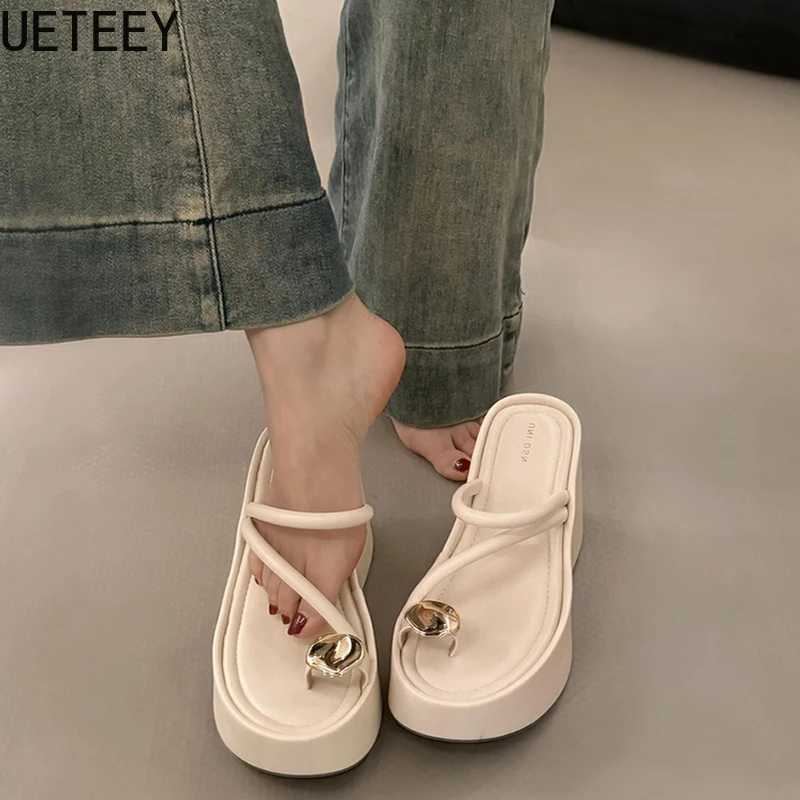 2025 Summer Platform Wedge High Heels Womens Flip up Five-clip Lace Beach Shoes Shoulder Straps Womens SlideXJ250311