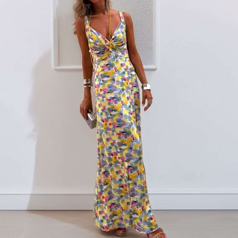 2025 Spring New Women's Clothing Elegant Countryside Style Strap Floral Dress For Women KLMY