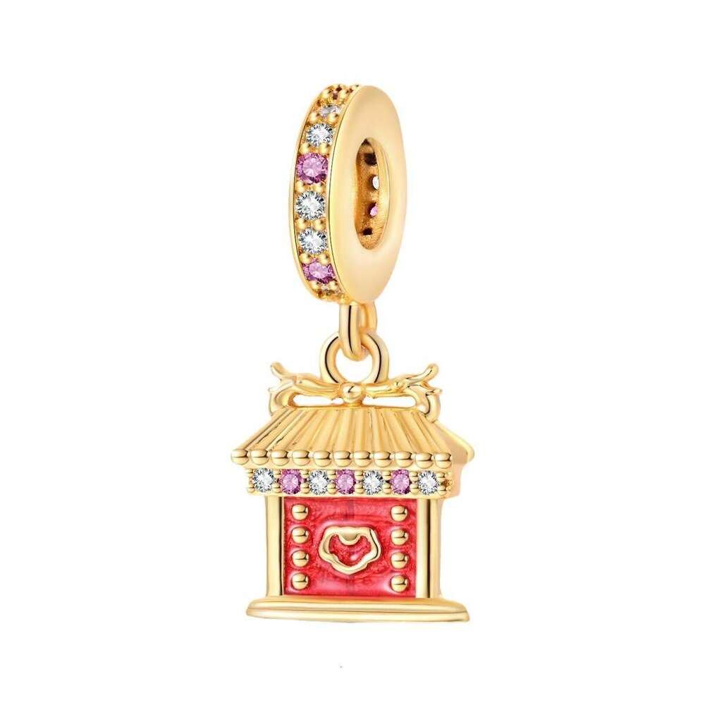 Hot selling New Year Series 925 sterling silver Lion Dance Red Lantern Lucky Cat Charms Pendant Beads fit bracelet diy for women jewelry gift