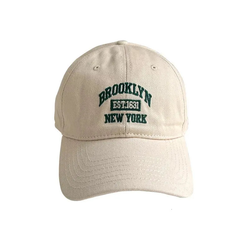 Baseball Hat Womens Spring And Summer Korean Version Ins Street Burgundy Letter Embroidery Cap Men 250311