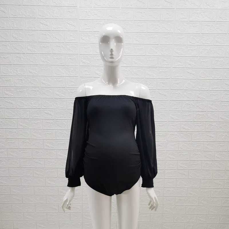 Sexy Black Maternity Bodysuit Stretchy Photography Short Pregnancy Women Dress Photo Shoot Jumpsuits X250224