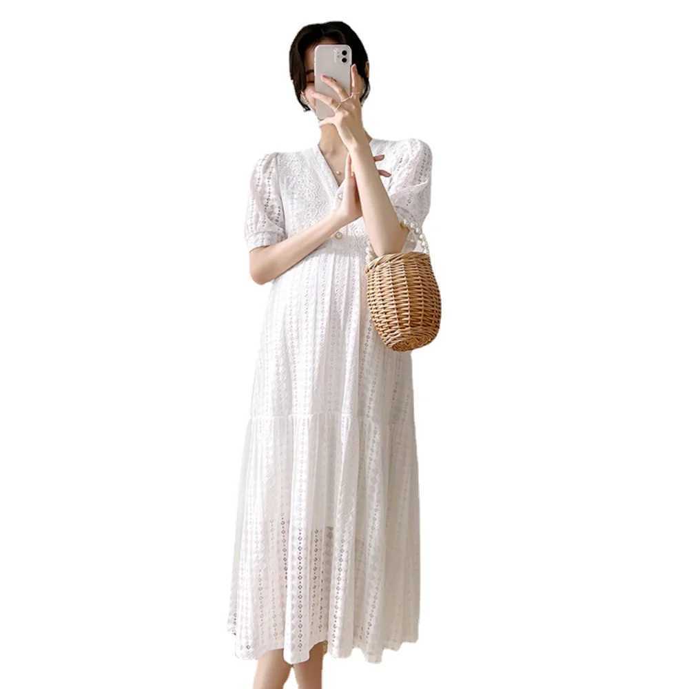Maternity Dresses Lace Pregnant Women Clothes short sleeve pregnancy photoshoot dress korean fashion vestidos de fotografiaT250311
