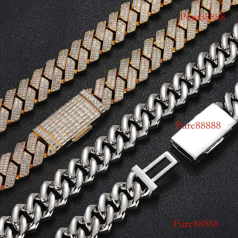 20MM Iced Pass Test D Color VVS Dia Cuban k Moissanite Chain Hip Hop Jewelry Men Sterg Sier Necklace