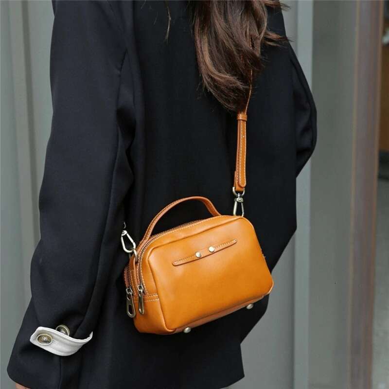 Burminsa 100% Cowhide Genuine Leather Small Crossbody Bags For Women 2025 Designer Shoulder Purses Square Ladies Handbags