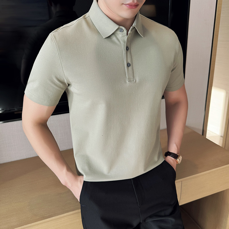Summer Cool Polo Solid Color Business Casual Short T-shirt Men's Shirt Collar Half Sleeve tracksuit