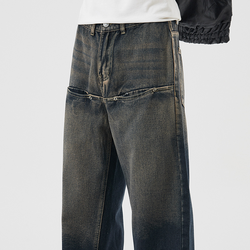 Spring And Summer Nostalgia American High Street Jeans Men s Fashion Designer Brand Loose Straight Tube Personalized High quality Light Luxury Casual 