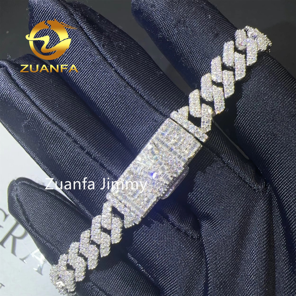 Popular Custom Name Lock 8mm Hip Hop Iced Jewelry 925 Sterling Silver Prong Setting VVS1 Moissanite Diamond Cuban Link Bracelet