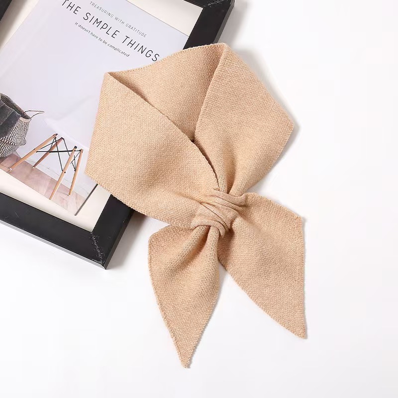 K097 Scarf for winter warmth 2025 autumn and winter new style solid color versatile thickened velvet short cross scarf knitted scarf