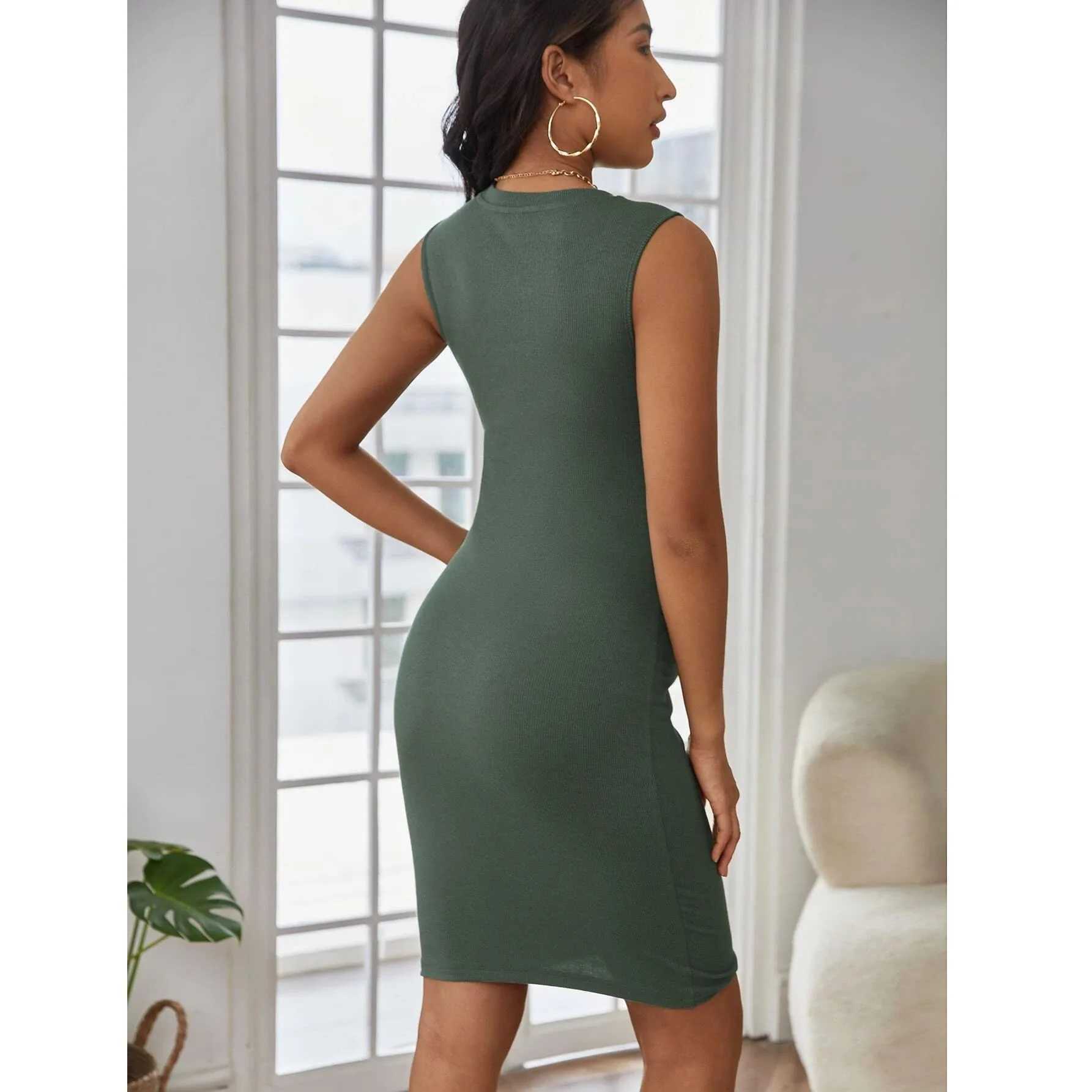 Pregnancy Dresses Summer Maternity Clothes Temperament Fallow Twist Rib Knit Solid Color Sundress Clothing for Maternal WomenT250311