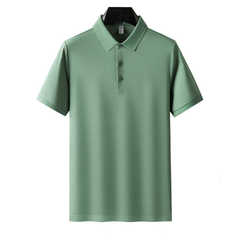 Men's polo shirt short sleeved business solid color lapel T-shirt casual 2025 new summer thin design pearl cotton versatile tracksuit