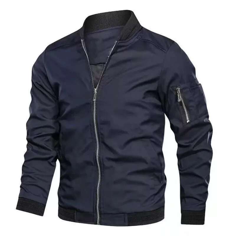 Fall Winter Quality New Fashion Young Men's Jackets Baseball Clothing Bomber Jacket Basic Style Solid Color Coat