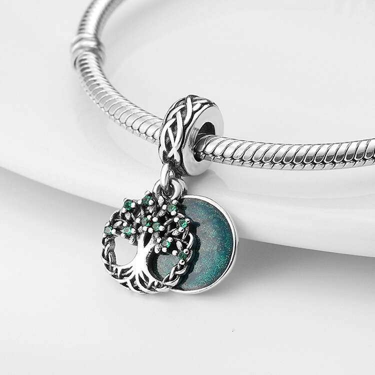925 Sterling Silver Lucky U-shaped horseshoe clover tree pendant Charms beads Fit bracelet DIY accessory for women gift fashion jewelry wholesale