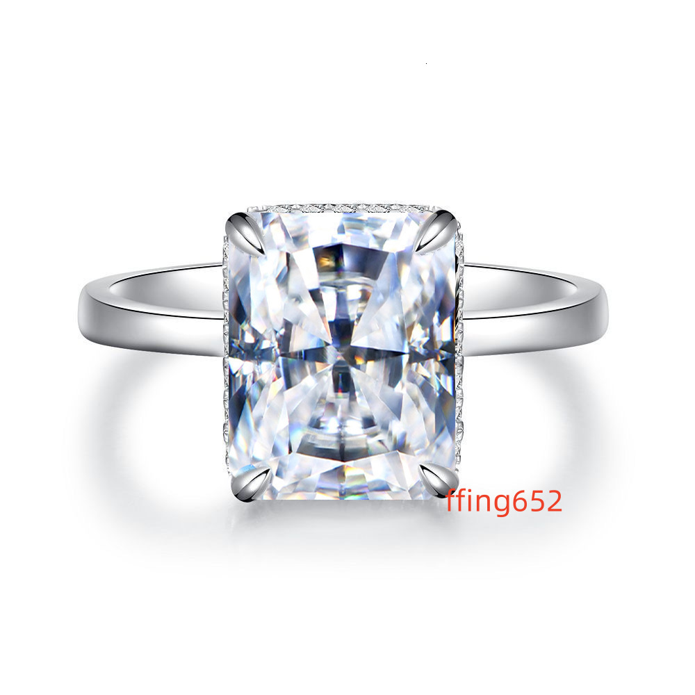 8 Adodo S925 Sterling Silver Ring Light Luxury 4Carat 8*10 Royal Blue Rectangle Radiant Moissanite Engagement Diamond Ring
