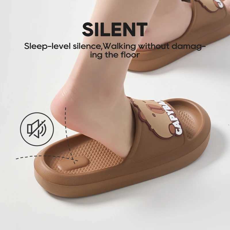 UTUNE Parent-Child Cartoon Slippers Summer Non-Slip Flip Flops Cute Capybara Design Kids Adults Home Beach ShoesT250311