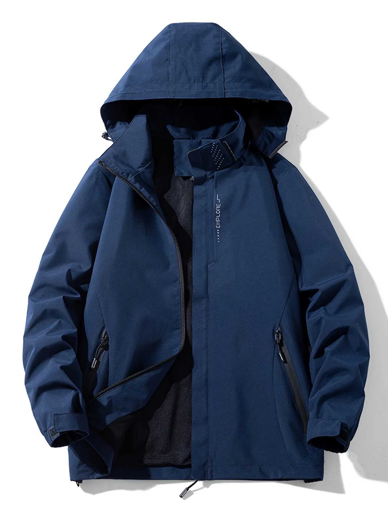 Mens Lightweight Hooded Jacket - Water-Resistant Windproof Breathable for Outdoor Activities like Hiking Camping FishingT250311