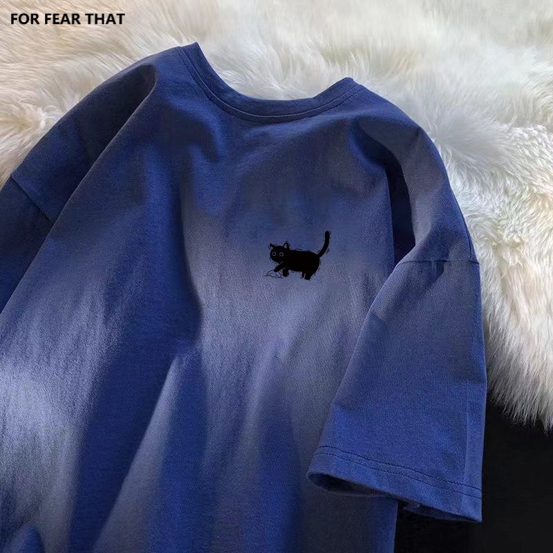 2025 new summer pure cotton short sleeved designer men's loose casual trend versatile niche five quarter sleeved women's T-shirt2