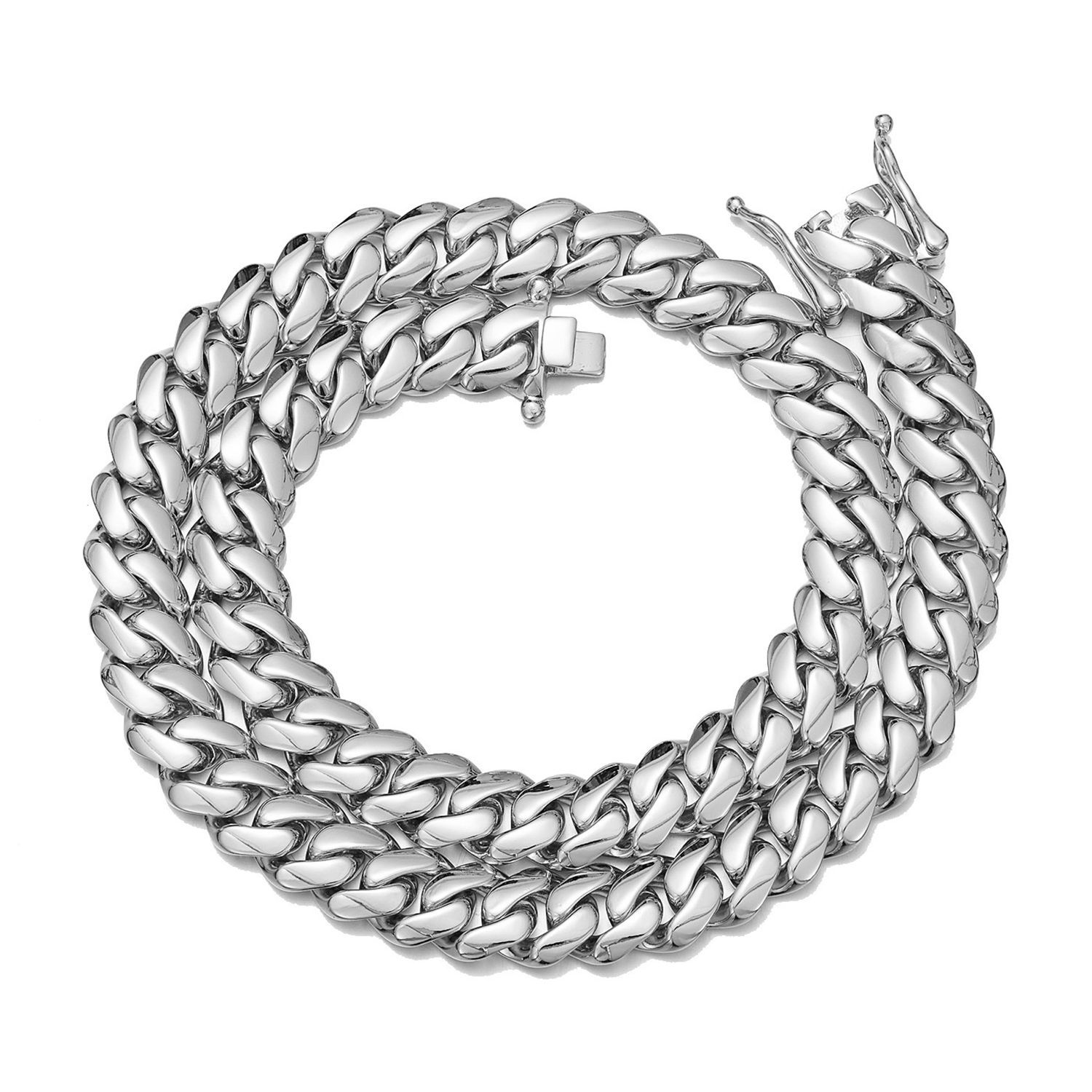 10mm-22mm Solid Stainless Steel Miami Cuban Chain Necklace Bracelet Jewelry For Men