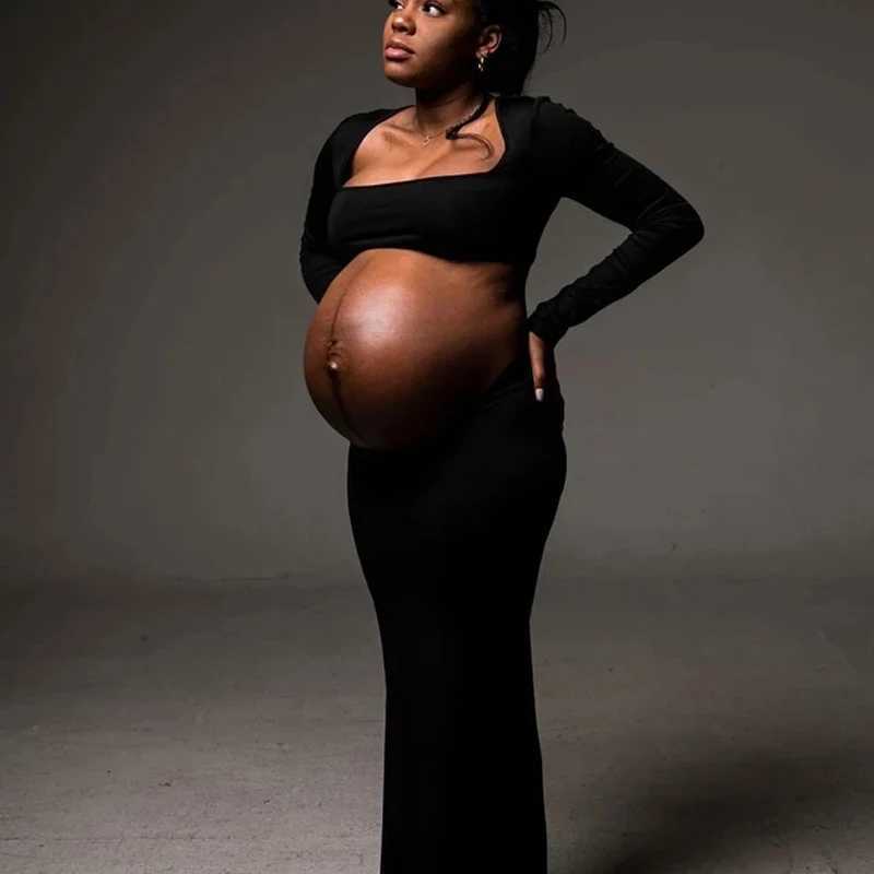 One piece black cut dress inspired by pregnant women Y2K fashion X250224