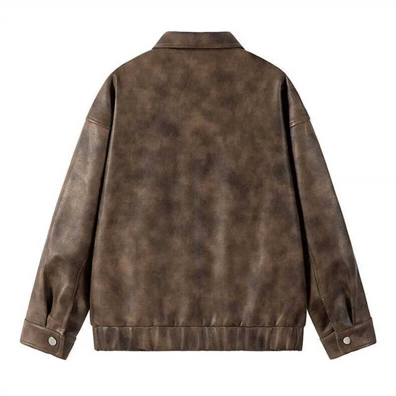 2025 New Mens Leather Jackets Fashion Tie-Dye Motorcycles Coats Male PU Casual Outwear Moto Biker Leather Jacket StreetwearT250311