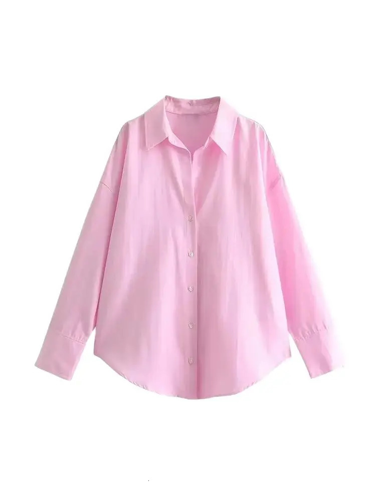 TRZALoose Asymmetric Shirts for Women Long Sleeve Front Button Female Blouses Chic Tops Fashion 250311