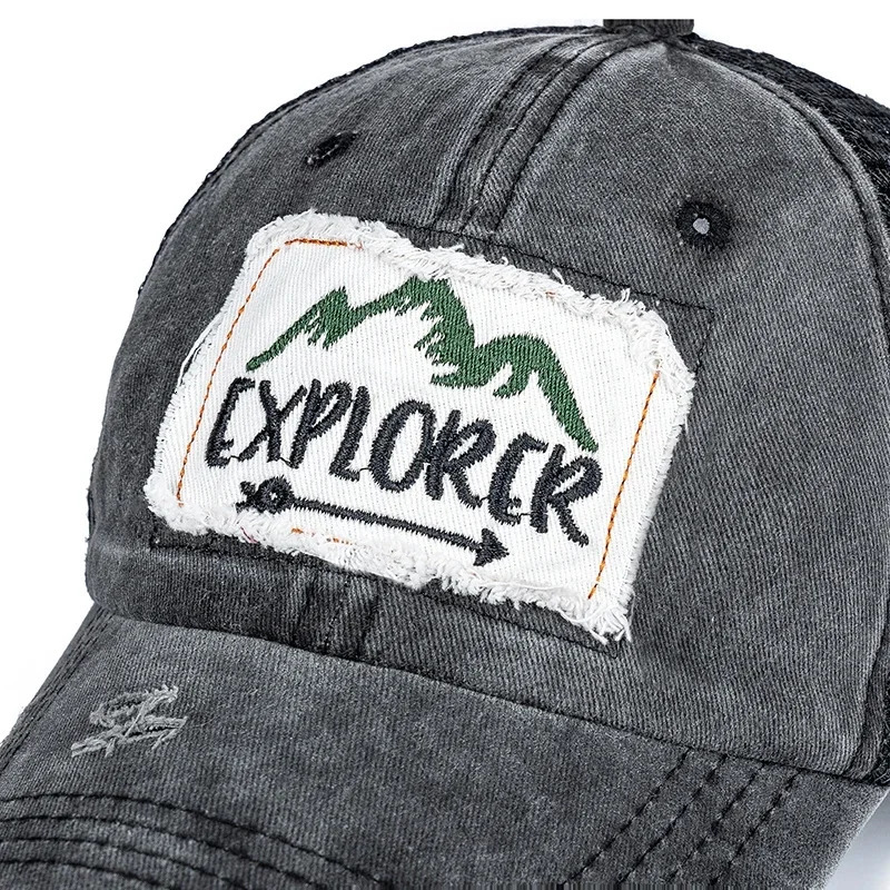 Unisex Washed Cotton Cap Mountain Embroidery Vintage Baseball Caps Men Women Adjustable Breathable Outdoor Streetwear Sports Hat 250311