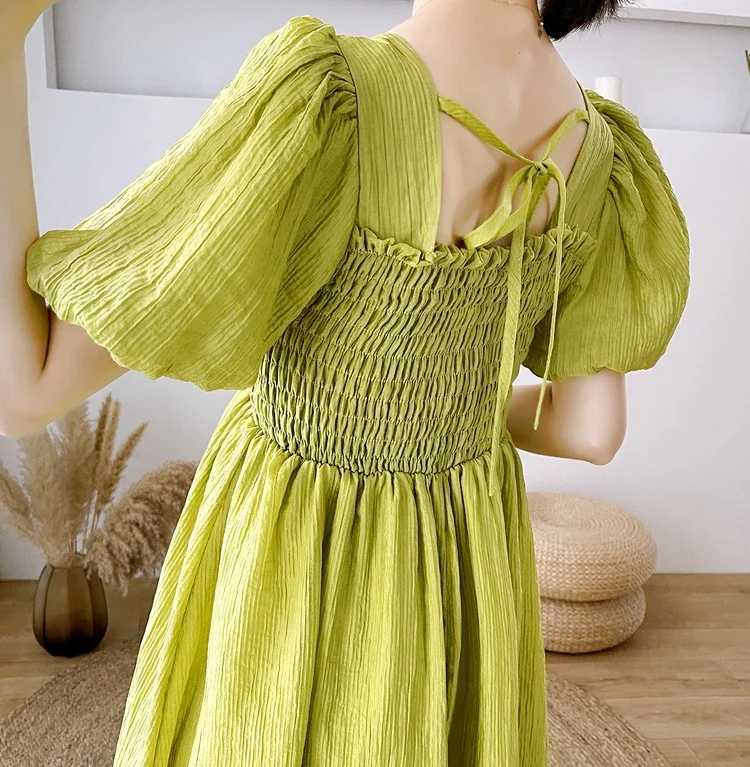 Red Green Maternity Summer Clothes Short Sleeve Square Collar Pregnant Woman Chiffon Dress Elegant Party Dress Pregnancy DressesT250311