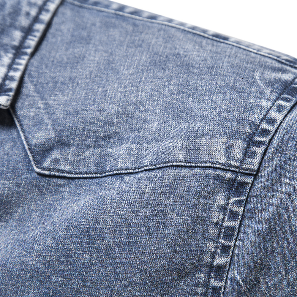 fashion Autumn/spring New European Men's Denim Quality Heavy Duty Washed And Used Shirt For Men
