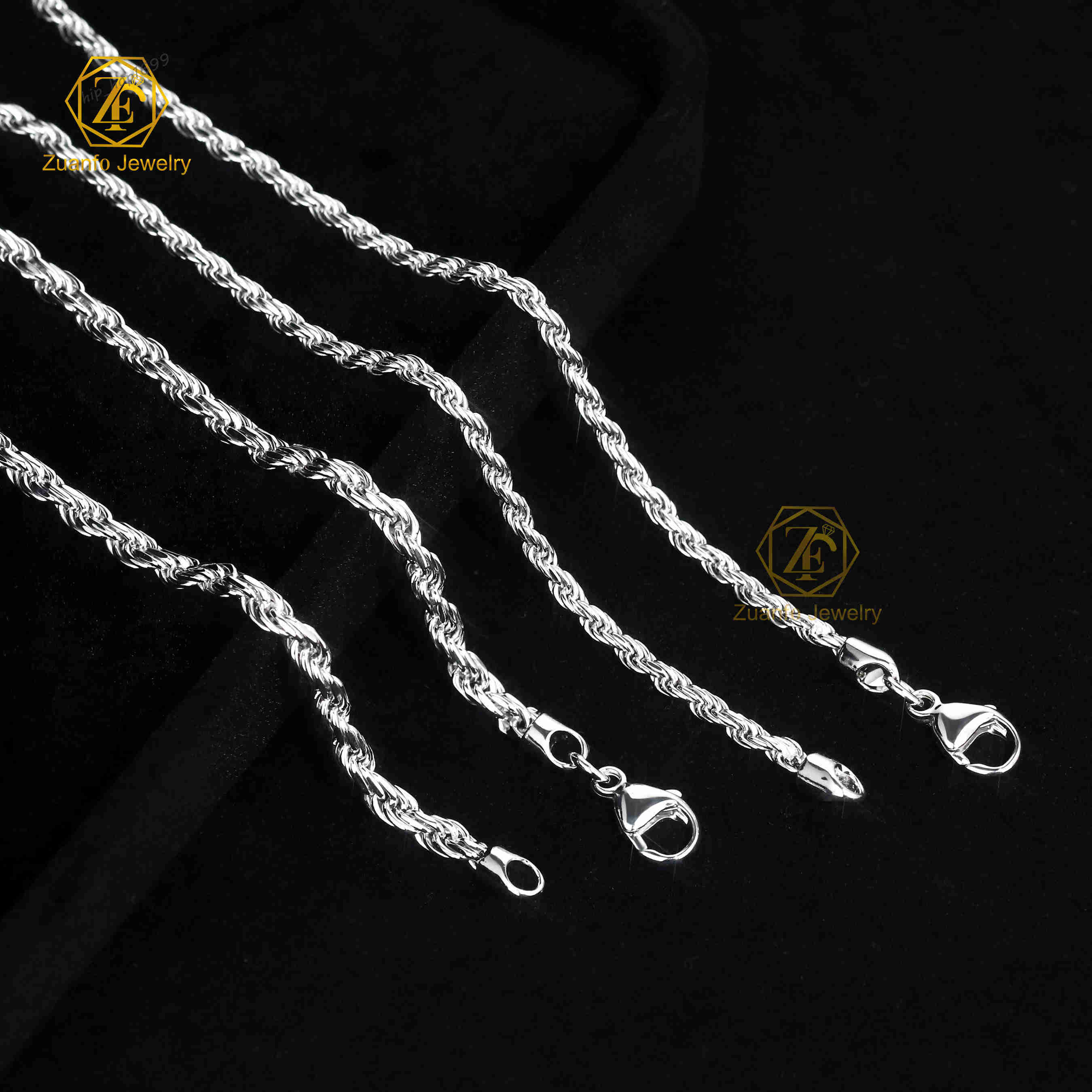 Fine 925 Sterling Silver Twisted Rope Chain 3mm 4mm Real Solid 925 Silver Twist Rope Chain for Men Women Jewelry