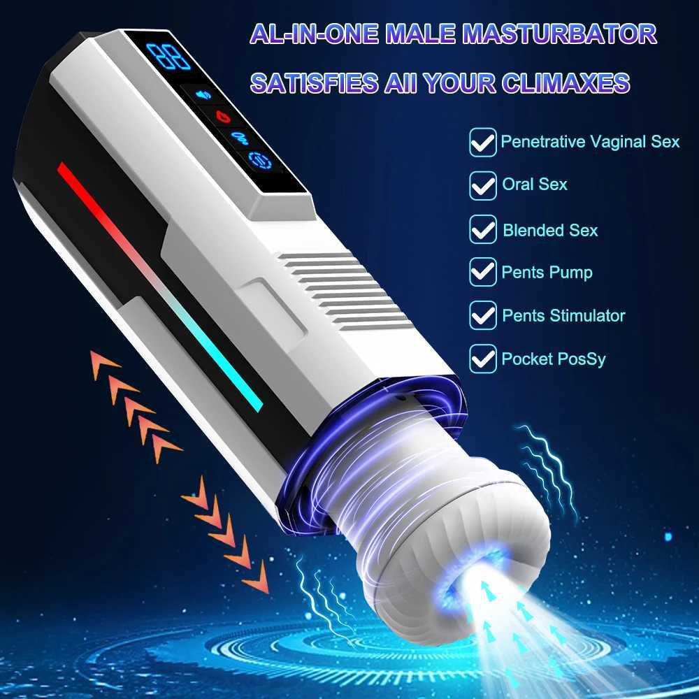 Automatic Male Masturbator Cup Telescopic Heated Sucking Pussy Blowjob Machine Thrusting Vibration Masturbation Sex Toy for Men W250311
