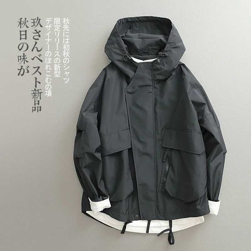 Spring Autumn Windbreak Jackets Men Japanese Vintage Fashion Three-dimensional Hoodie Loose Male Coat Bomber Jacket Men ClothingT250311