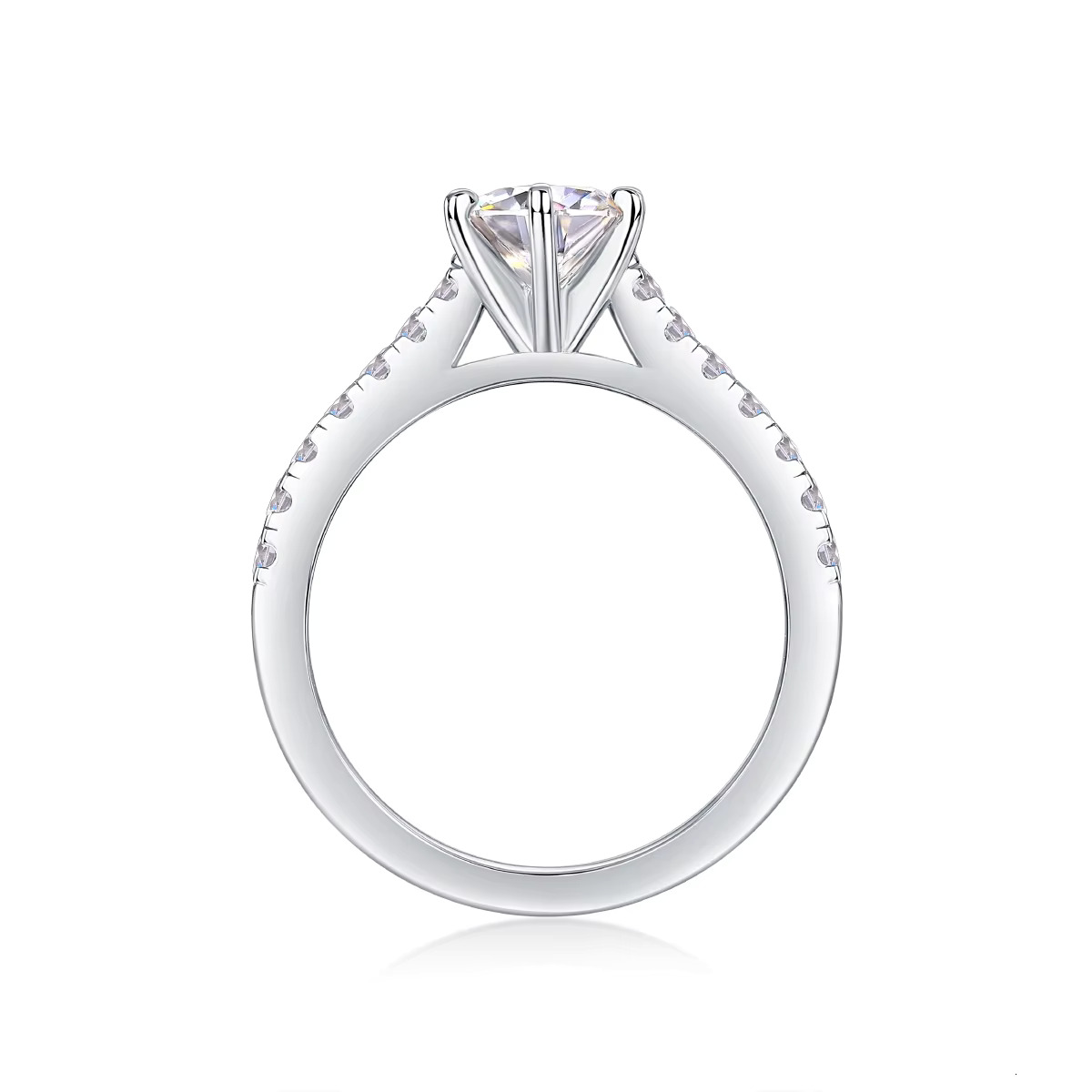Custom Luxury Dainty 925 Sterling Silver Moissanite Diamond Ring Wedding Engagement Jewelry Ring VVS Moissanite Ring for Women