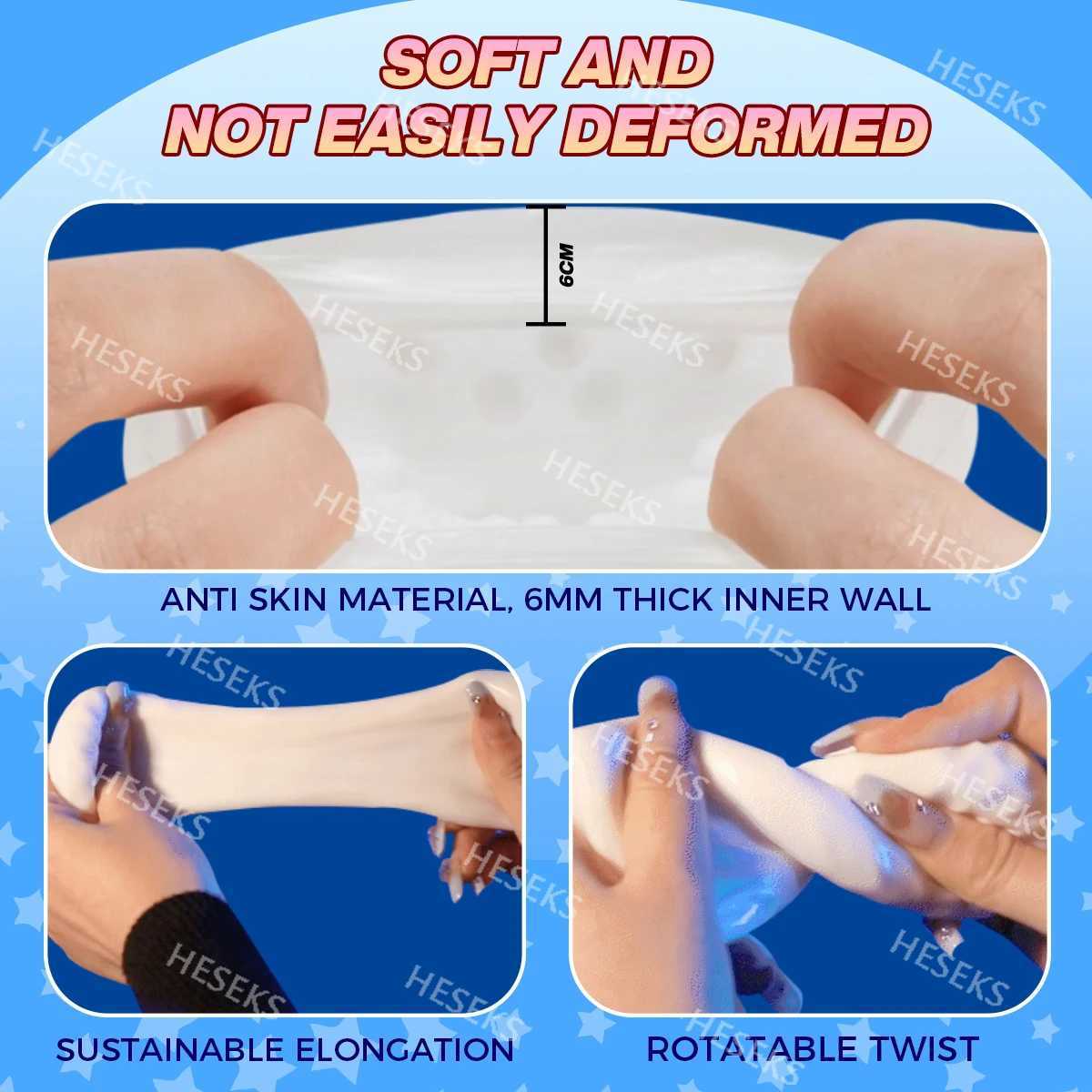 Heseks Pocket Pussy Artificial Vaginal Sleeve Male Masturbation Cup Open Handicraft Penis Massager Adult Sex Toy 18+ W250311