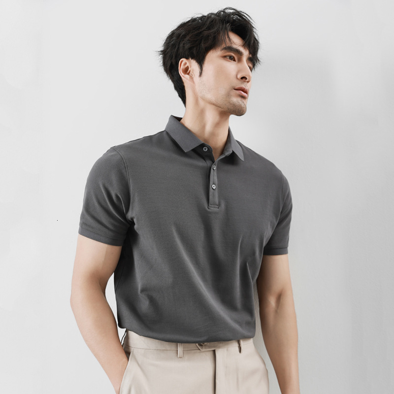 tracksuit Cool Short sleeved POLO Shirt for Business Light Luxury Summer Ice Silk Solid Color Men's T-shirt 5A Antibacterial
