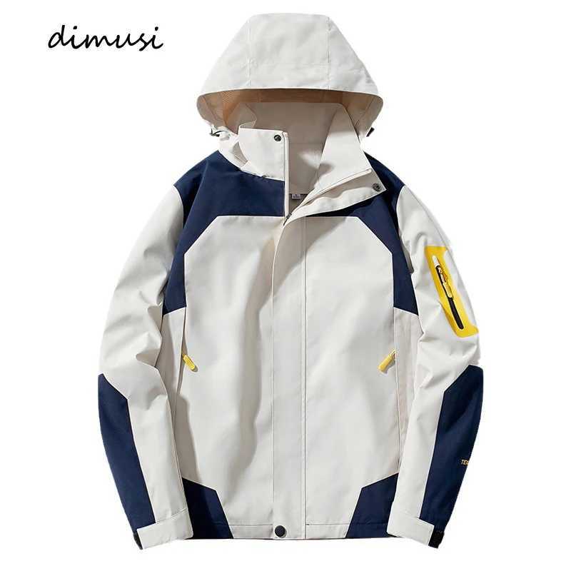 DIMUSI Mens Mountain Waterproof Ski Jacket Windproof Rain Jacket Spring Autumn Outdoor Windbreaker Warm Hood Coat Clothing 5XLT250311