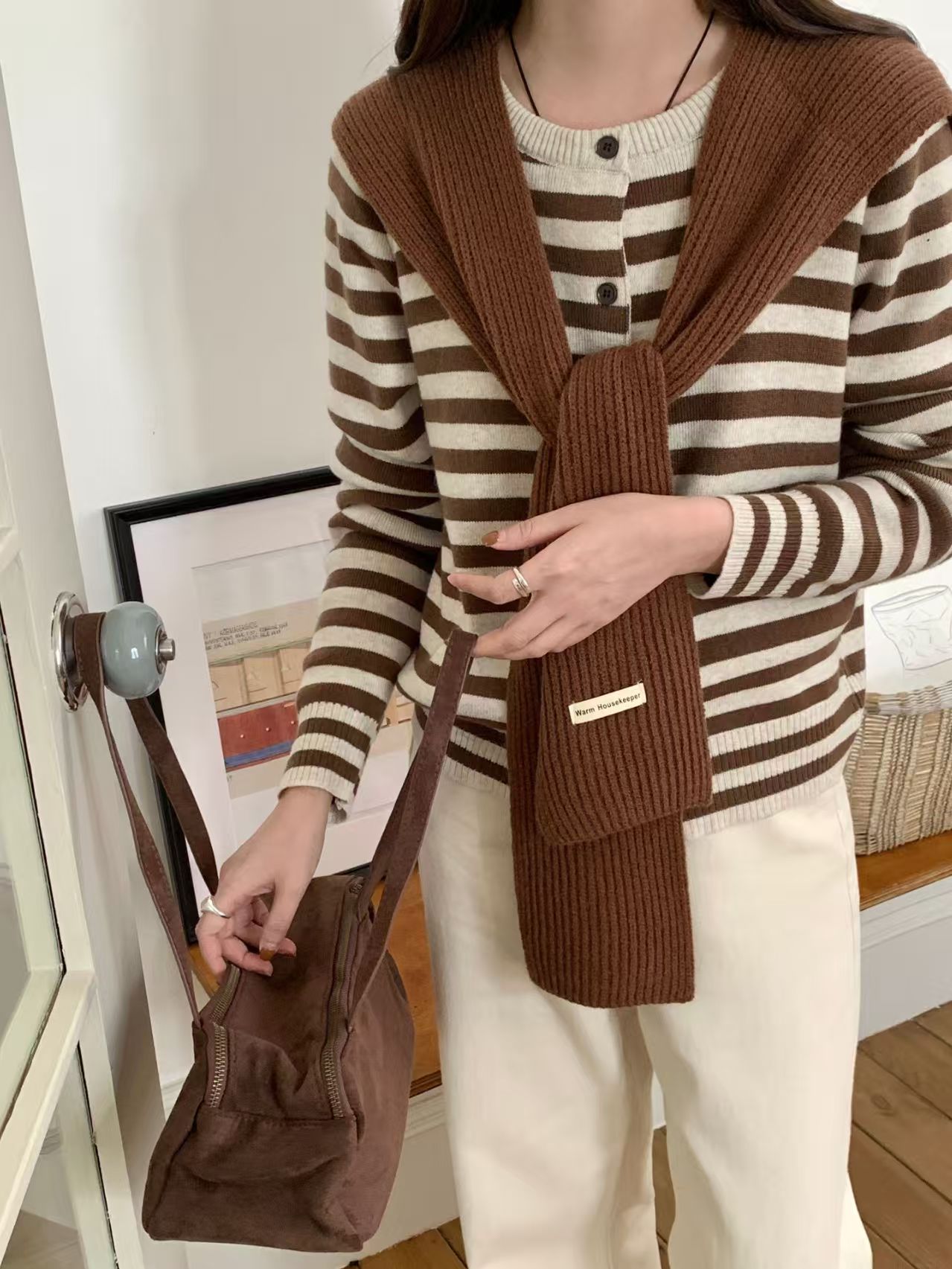 T262 solid color autumn and winter knitted shawl for women, high-end feel, versatile waistcoat for all seasons